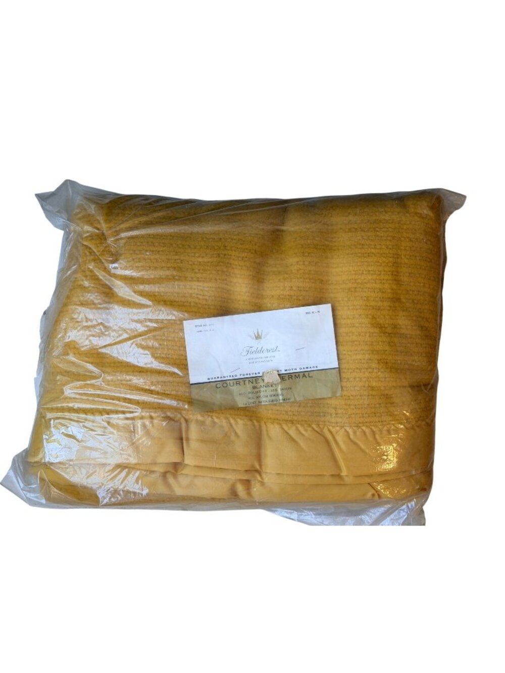 Vintage NEW Fieldcrest Courtney Thermal Blanket Mustard Yellow‎ Full Size 1970s